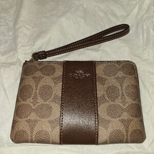 Coach Signature Canvas Wristlet in Brown